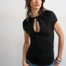 Topshop keyhole detail top in black