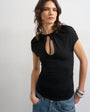 Topshop keyhole detail top in black