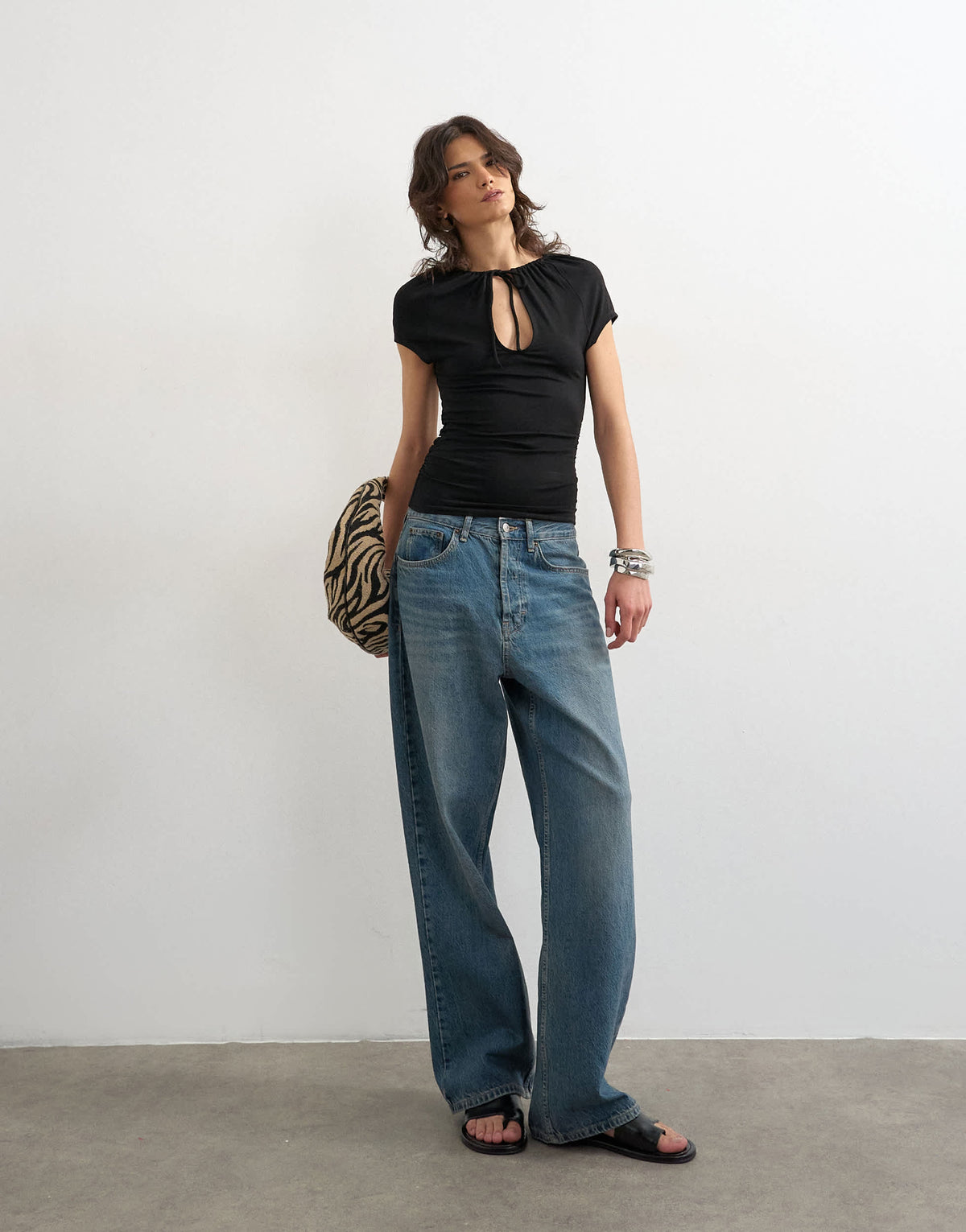 Topshop keyhole detail top in black