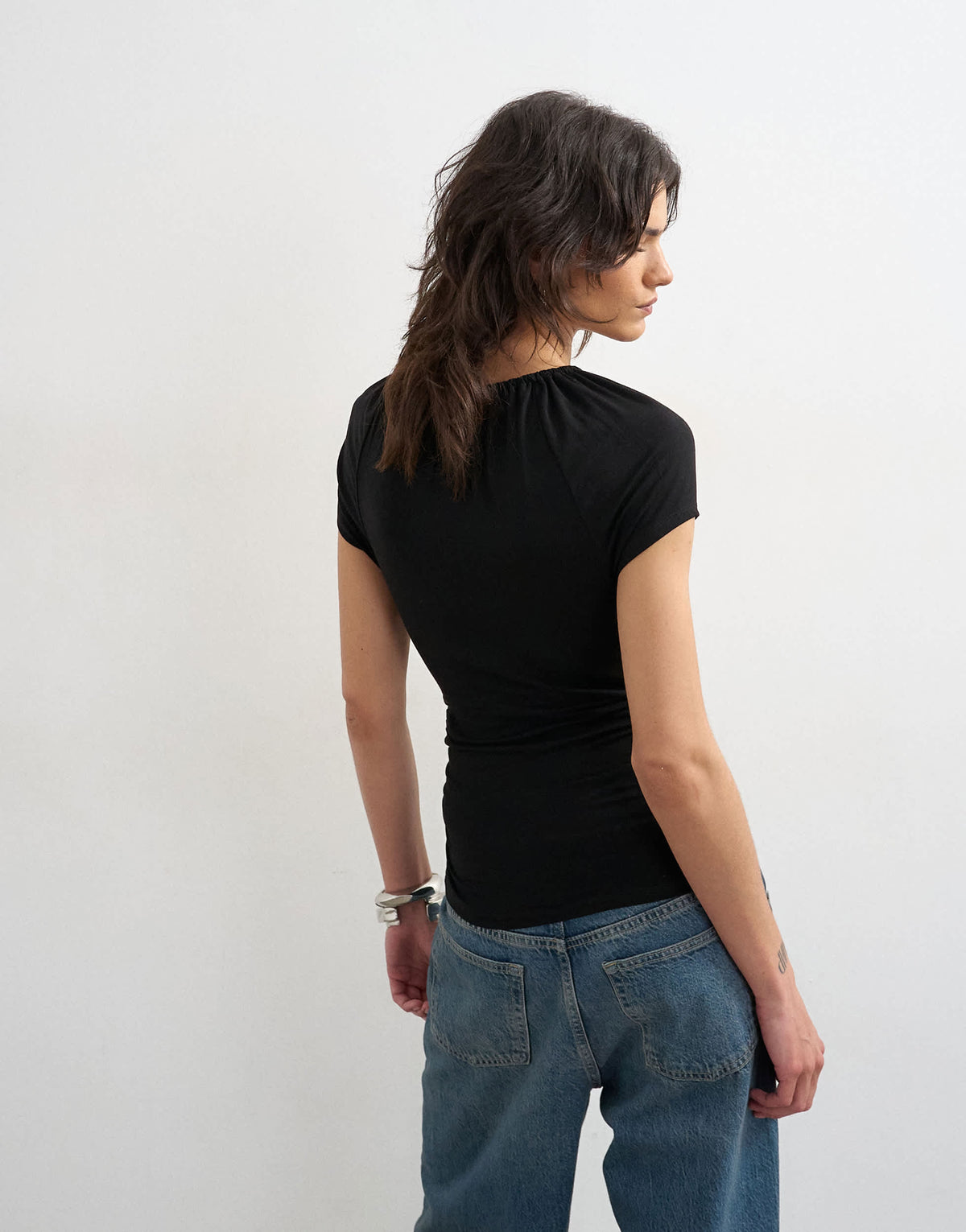 Topshop keyhole detail top in black
