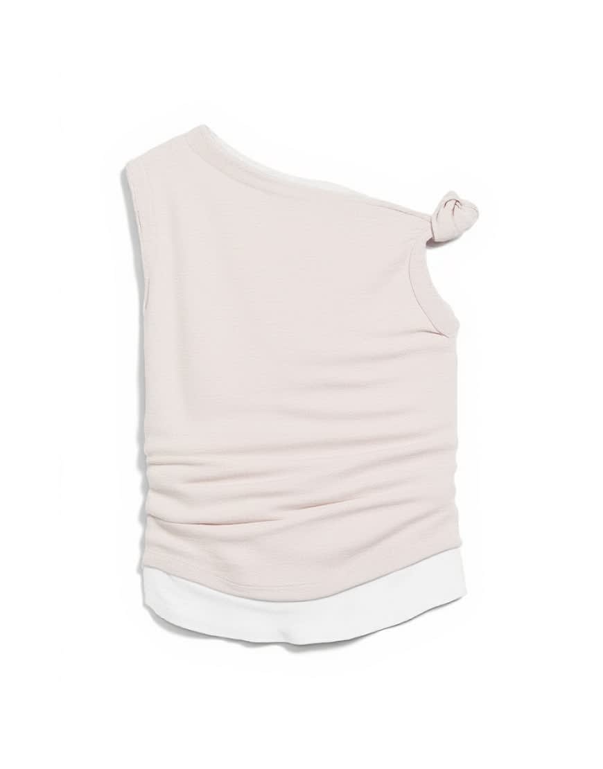 Topshop double layer drape top in oat