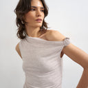 Topshop double layer drape top in oat