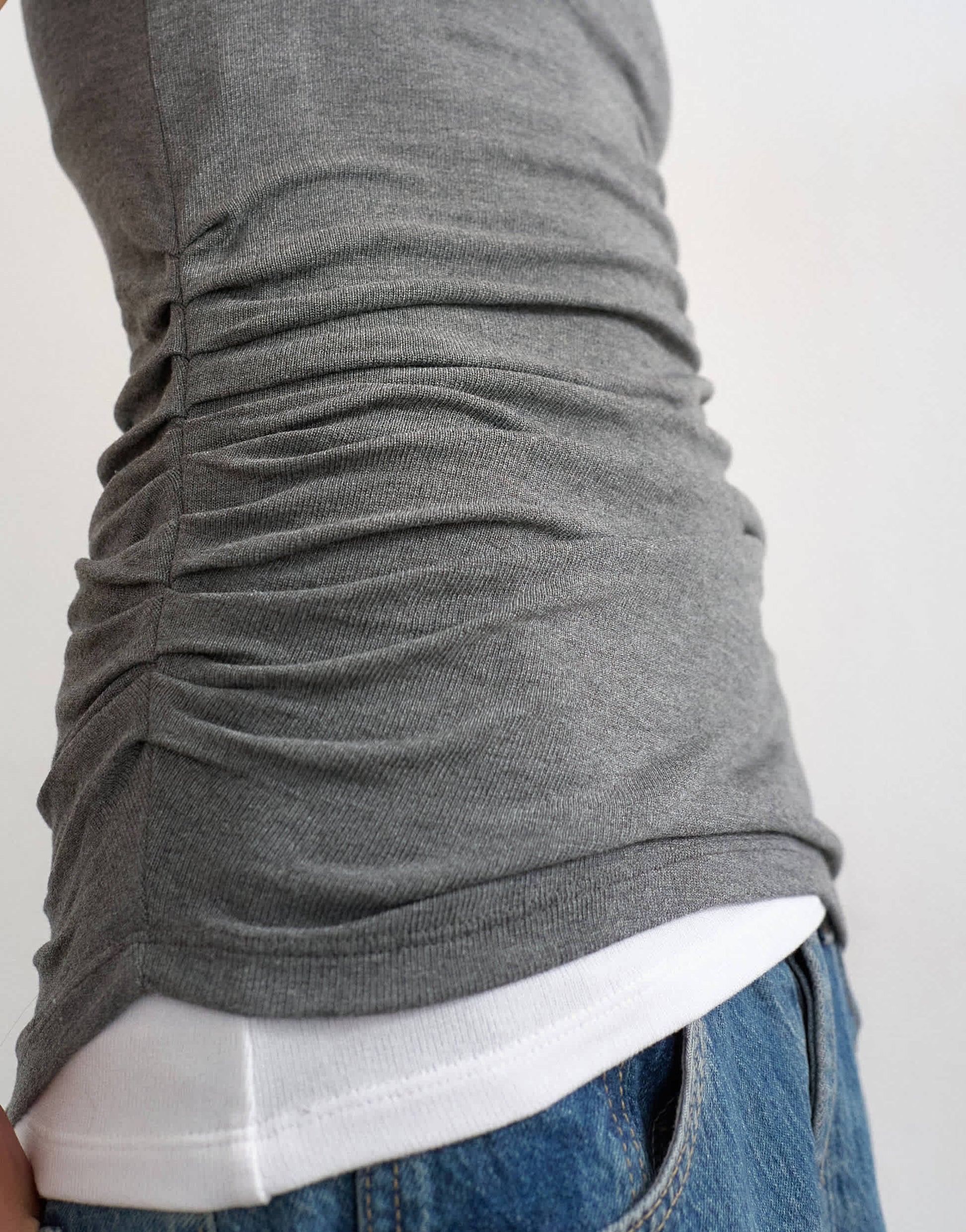 Topshop double layer tank top in charcoal