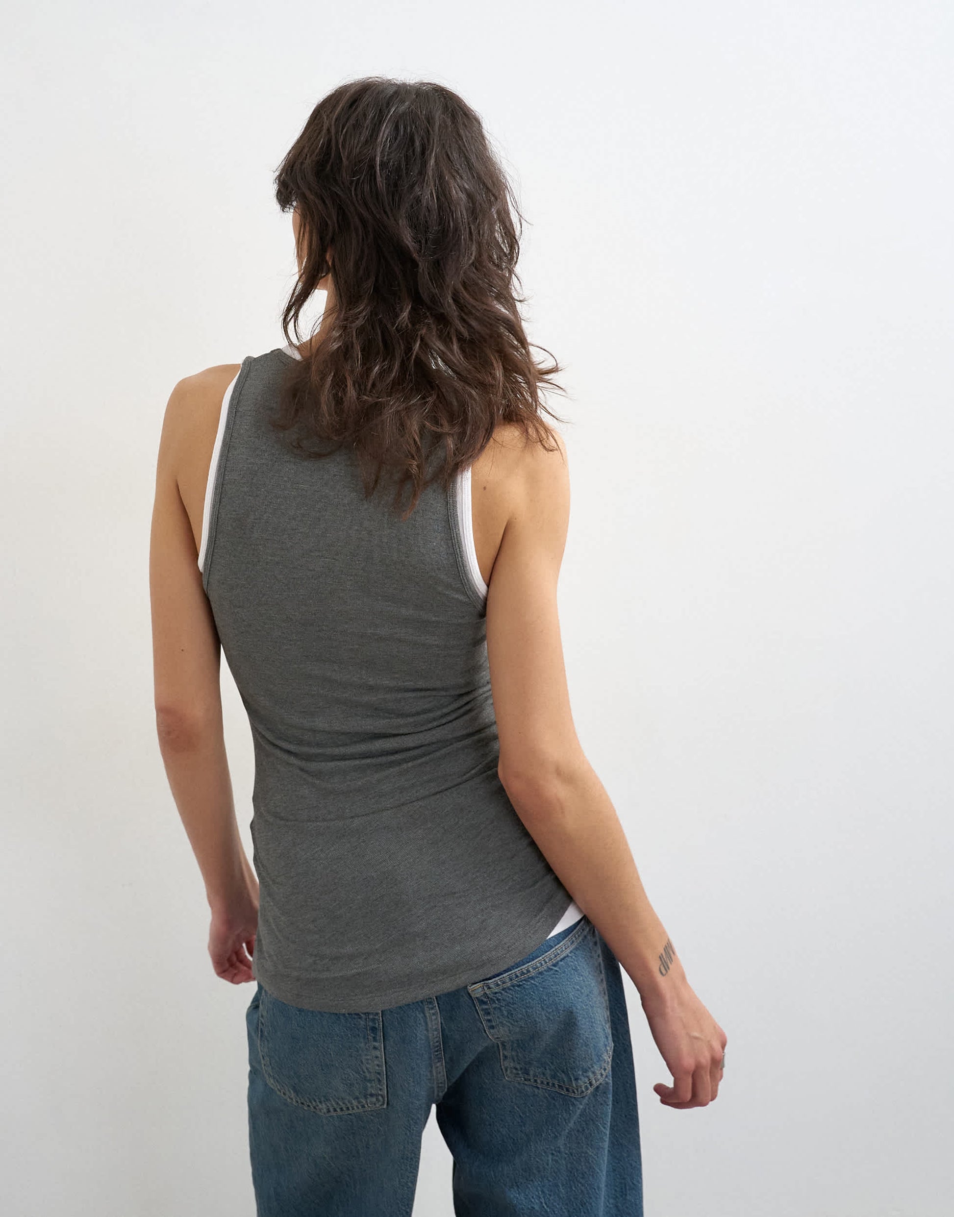 Topshop double layer tank top in charcoal