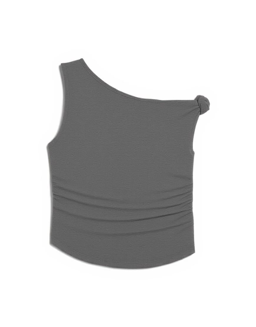 Topshop double layer drape top in charcoal