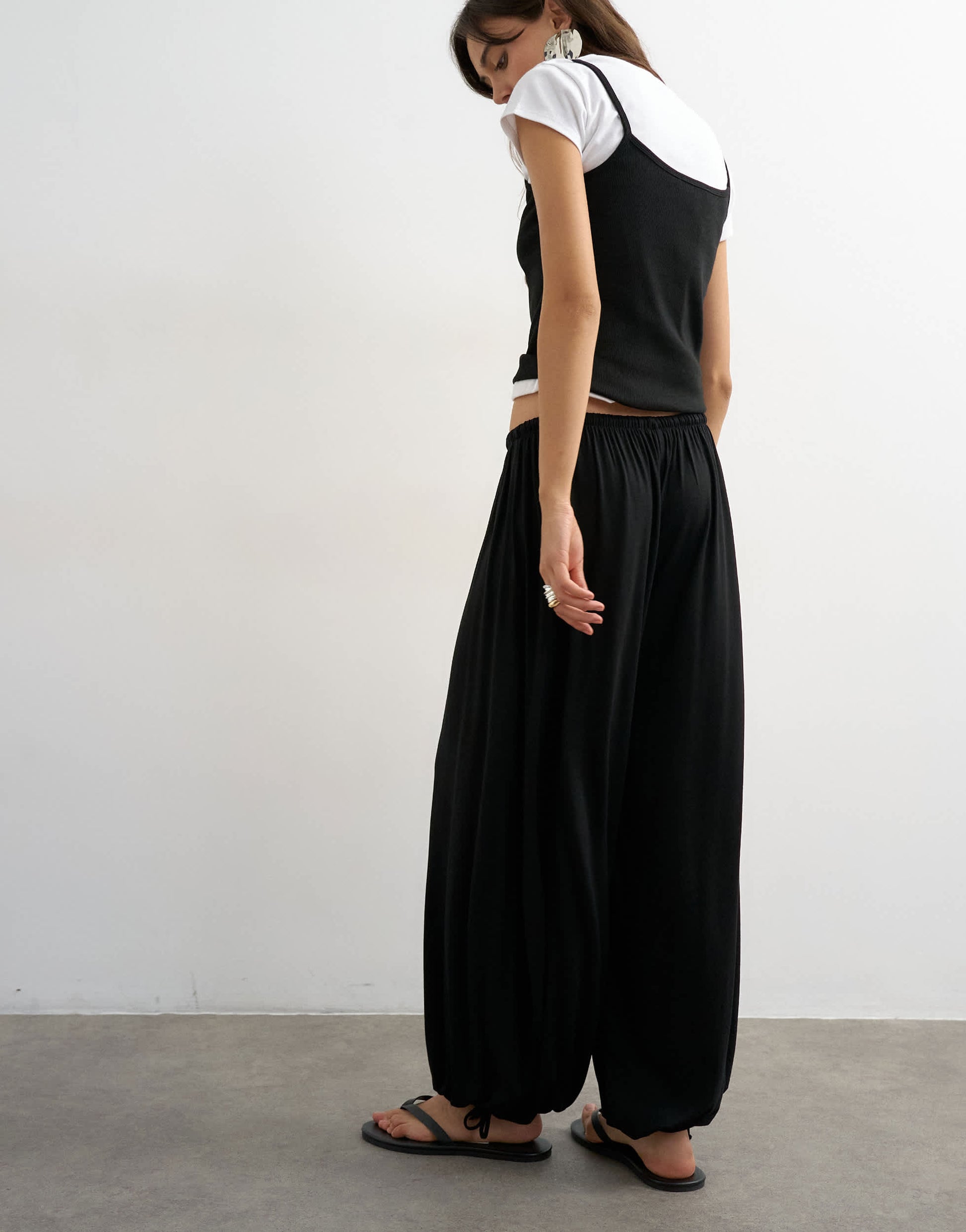 Topshop jersey viscose balloon trousers in black