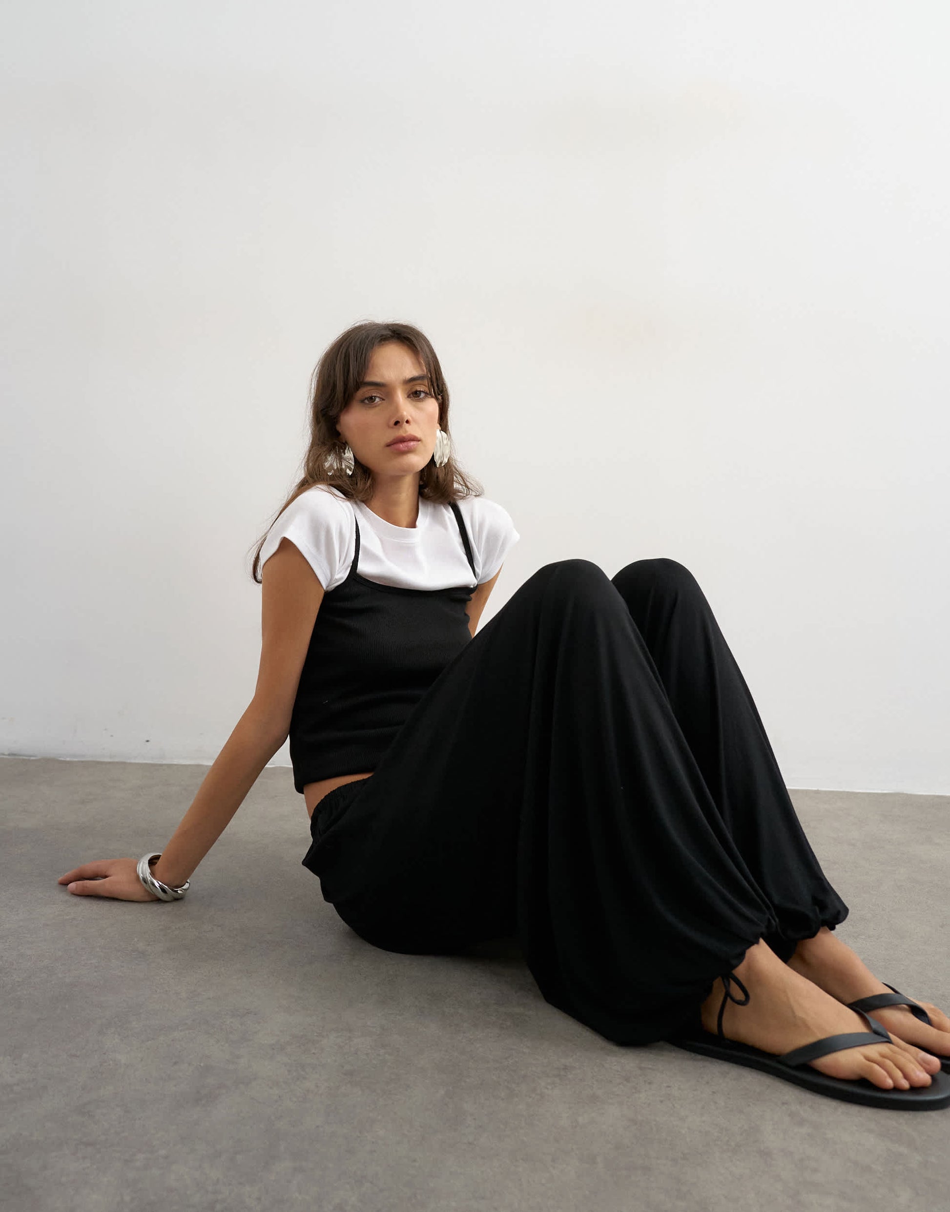 Topshop jersey viscose balloon trousers in black