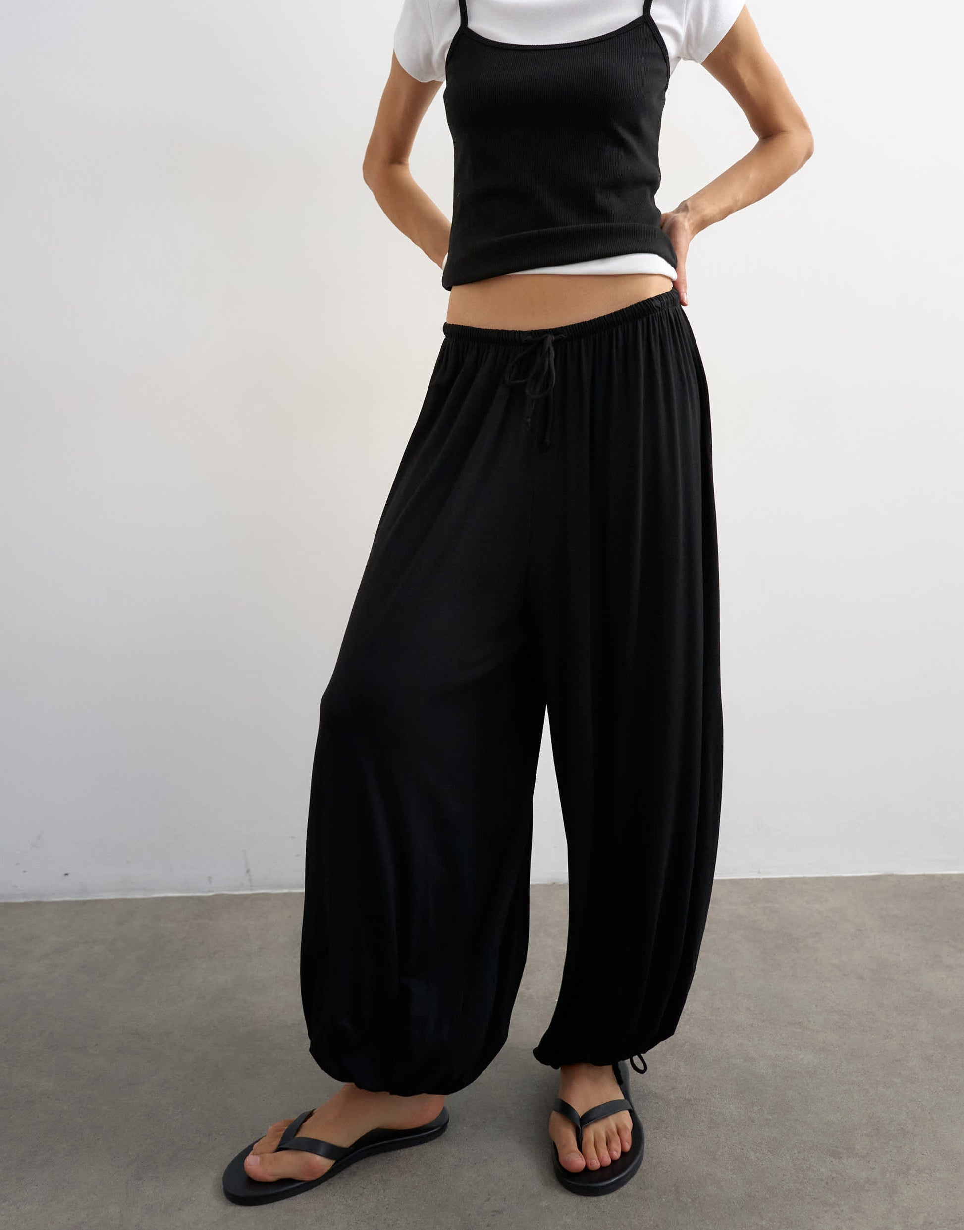 Topshop jersey viscose balloon trousers in black