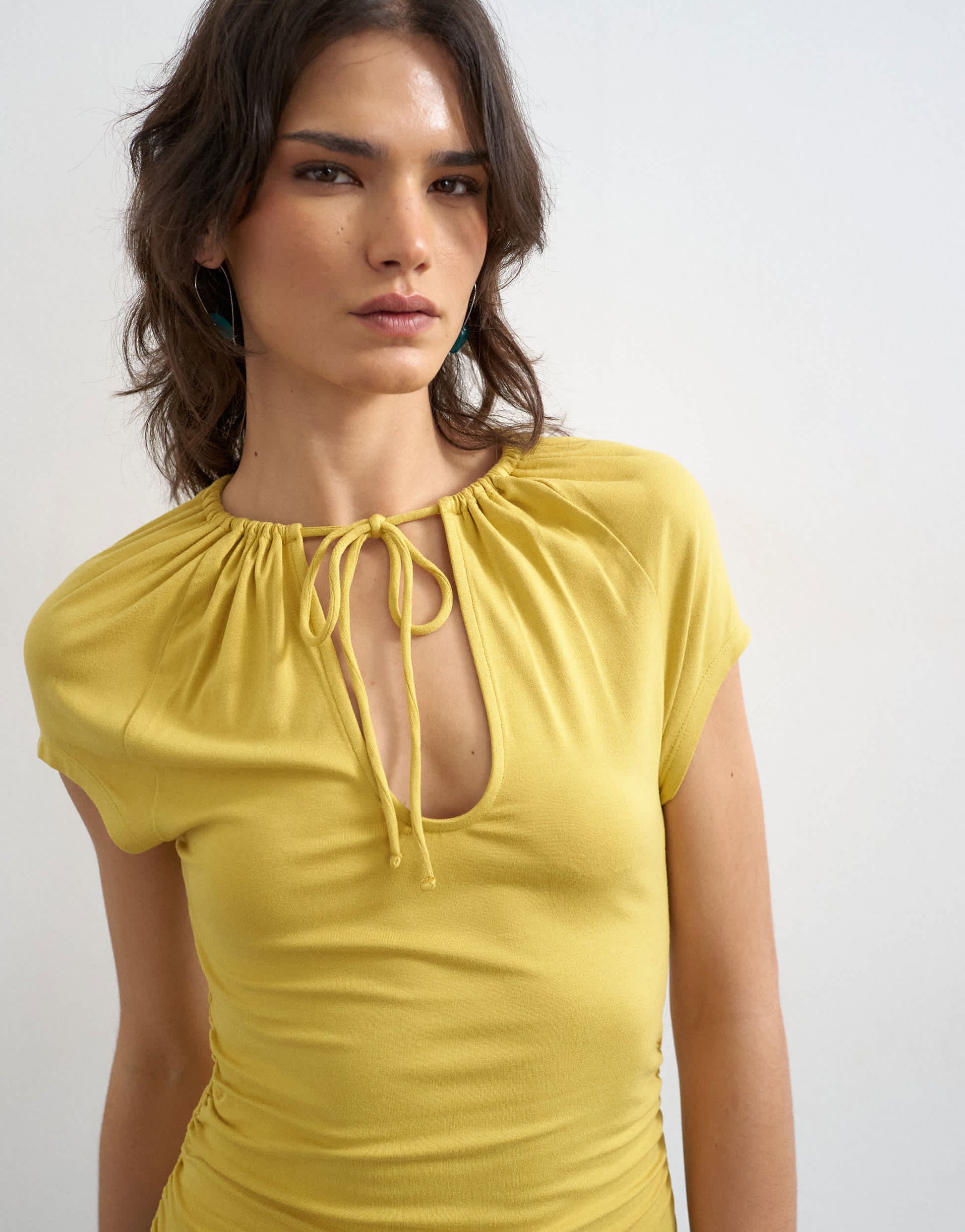 Topshop keyhole detail top in ochre