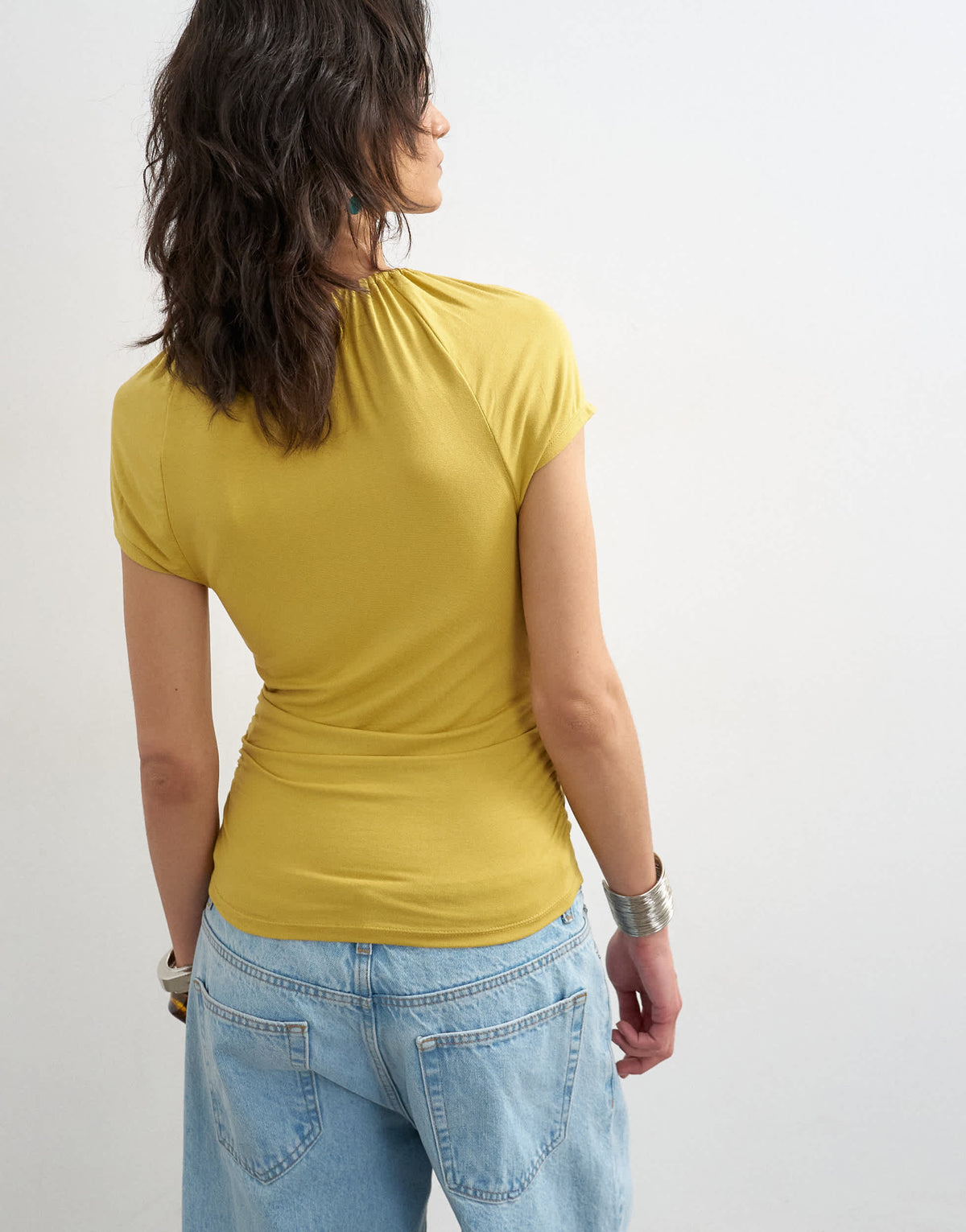 Topshop keyhole detail top in ochre