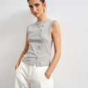 Topshop button through vest in grey marl