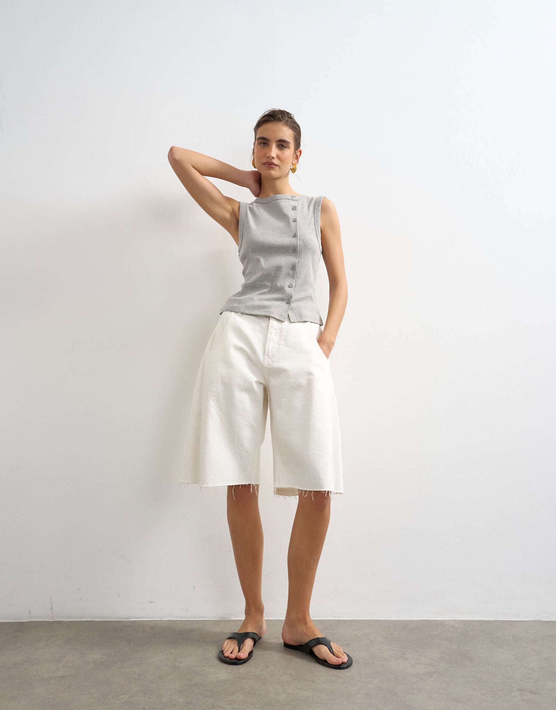 Topshop button through vest in grey marl
