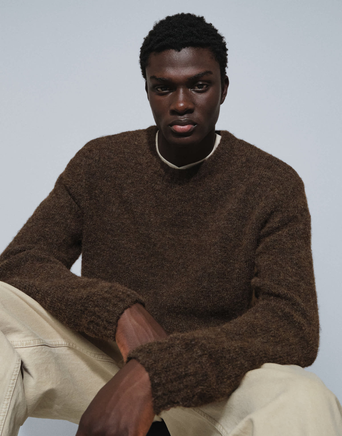Topman relaxed fit loose knit jumper in brown