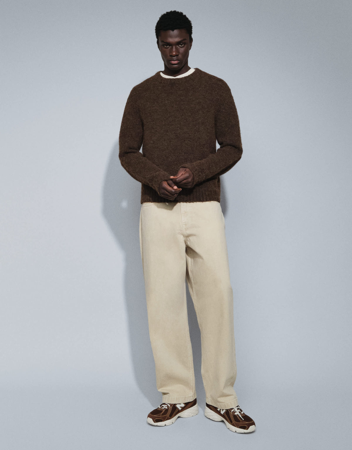 Topman relaxed fit loose knit jumper in brown