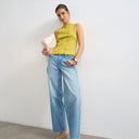 Topshop button through vest in chartreuse