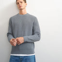 Topman classic fit fisherman knit jumper in grey