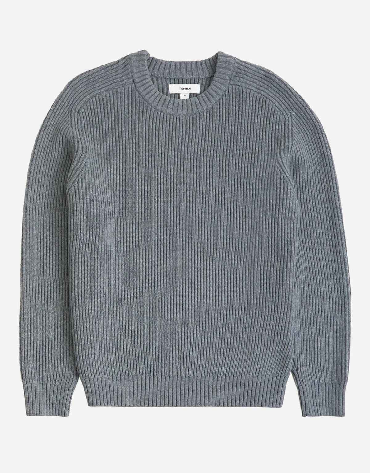 Topman classic fit fisherman knit jumper in grey