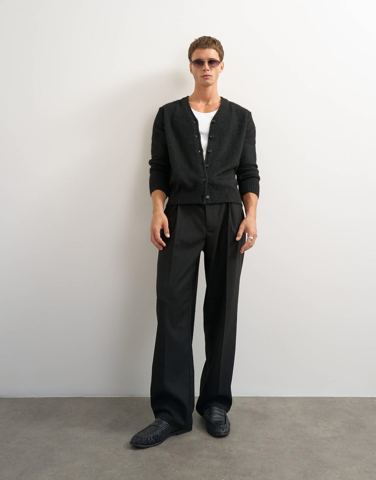 Topman classic fit brushed knitted cardigan in black