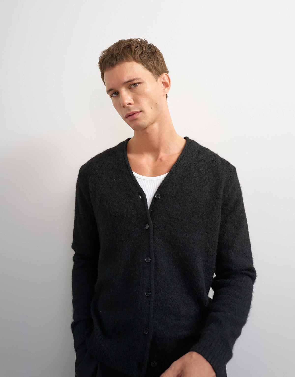 Topman classic fit brushed knitted cardigan in black