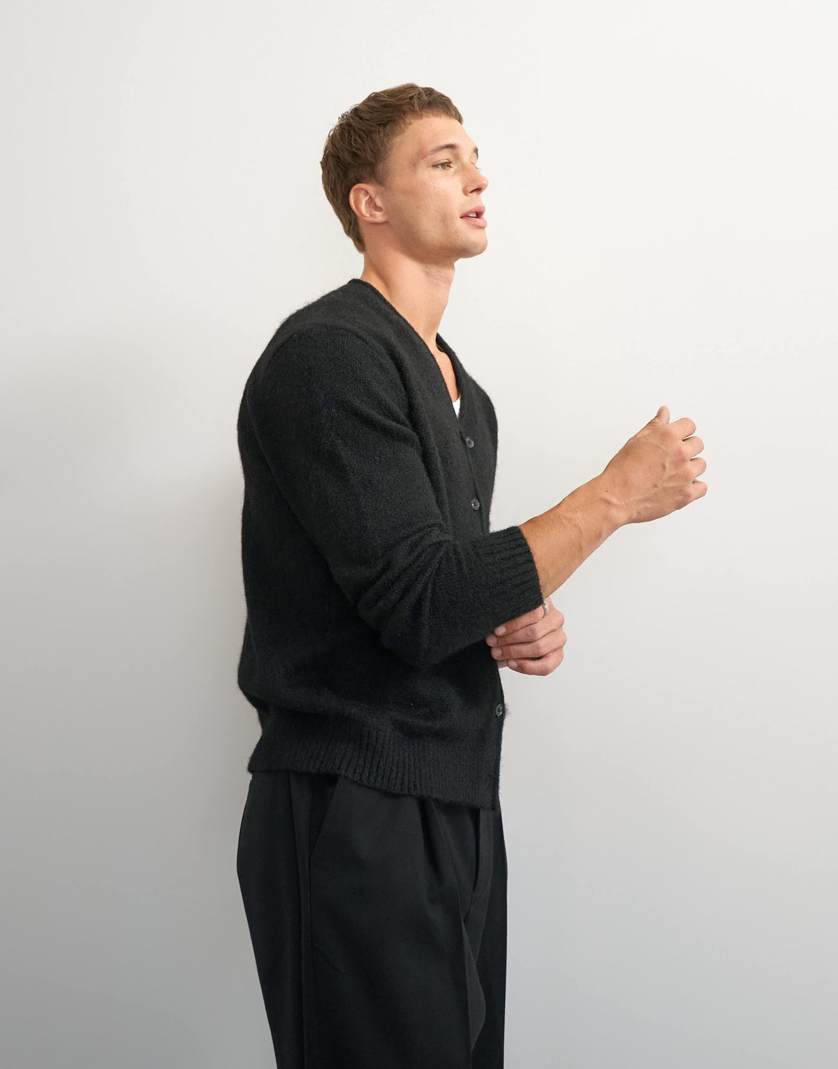 Topman classic fit brushed knitted cardigan in black