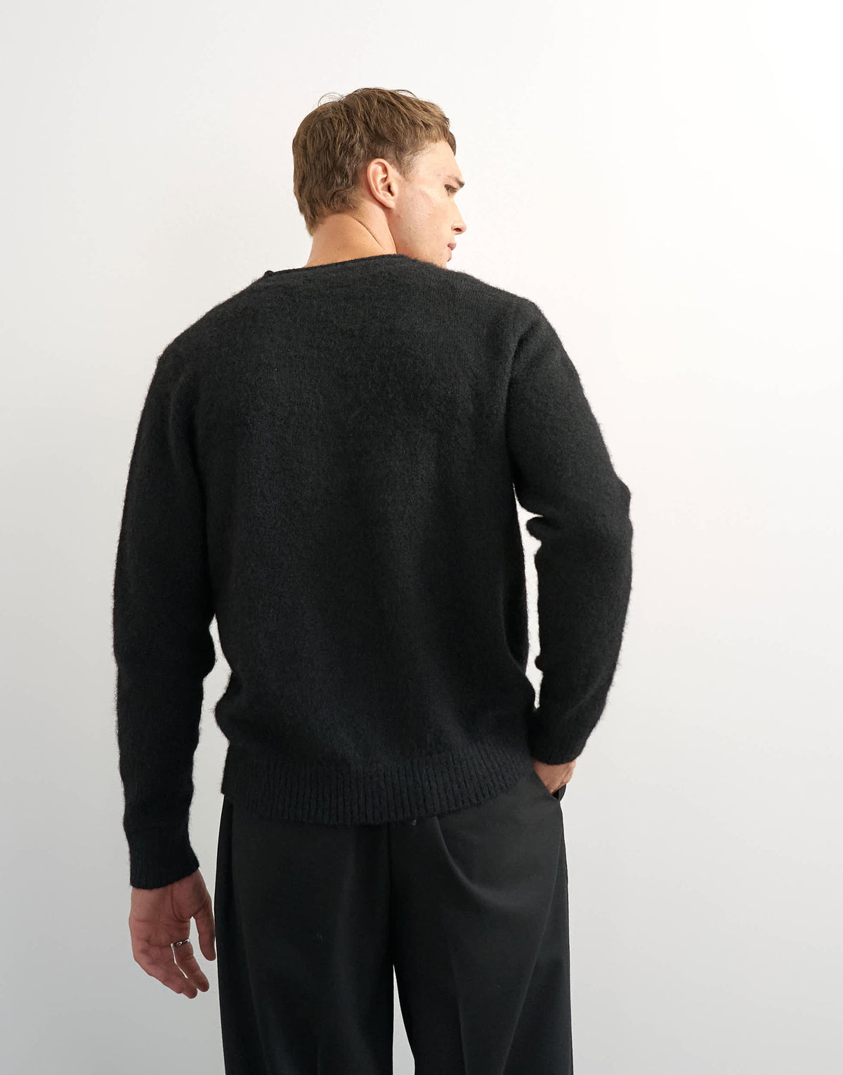 Topman classic fit brushed knitted cardigan in black