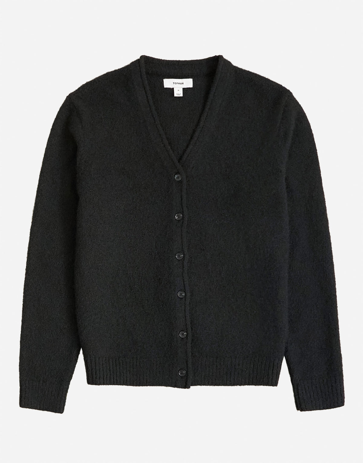 Topman classic fit brushed knitted cardigan in black