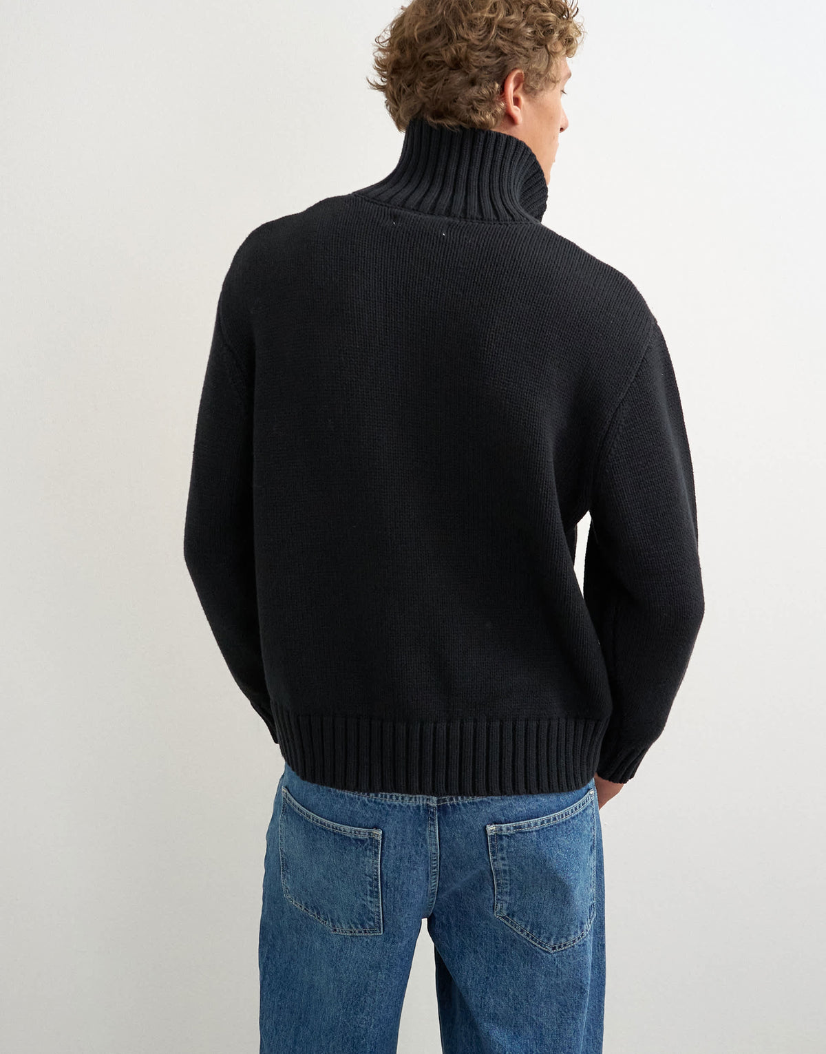 Topman relaxed fit heavyweight funnel neck jumper in black