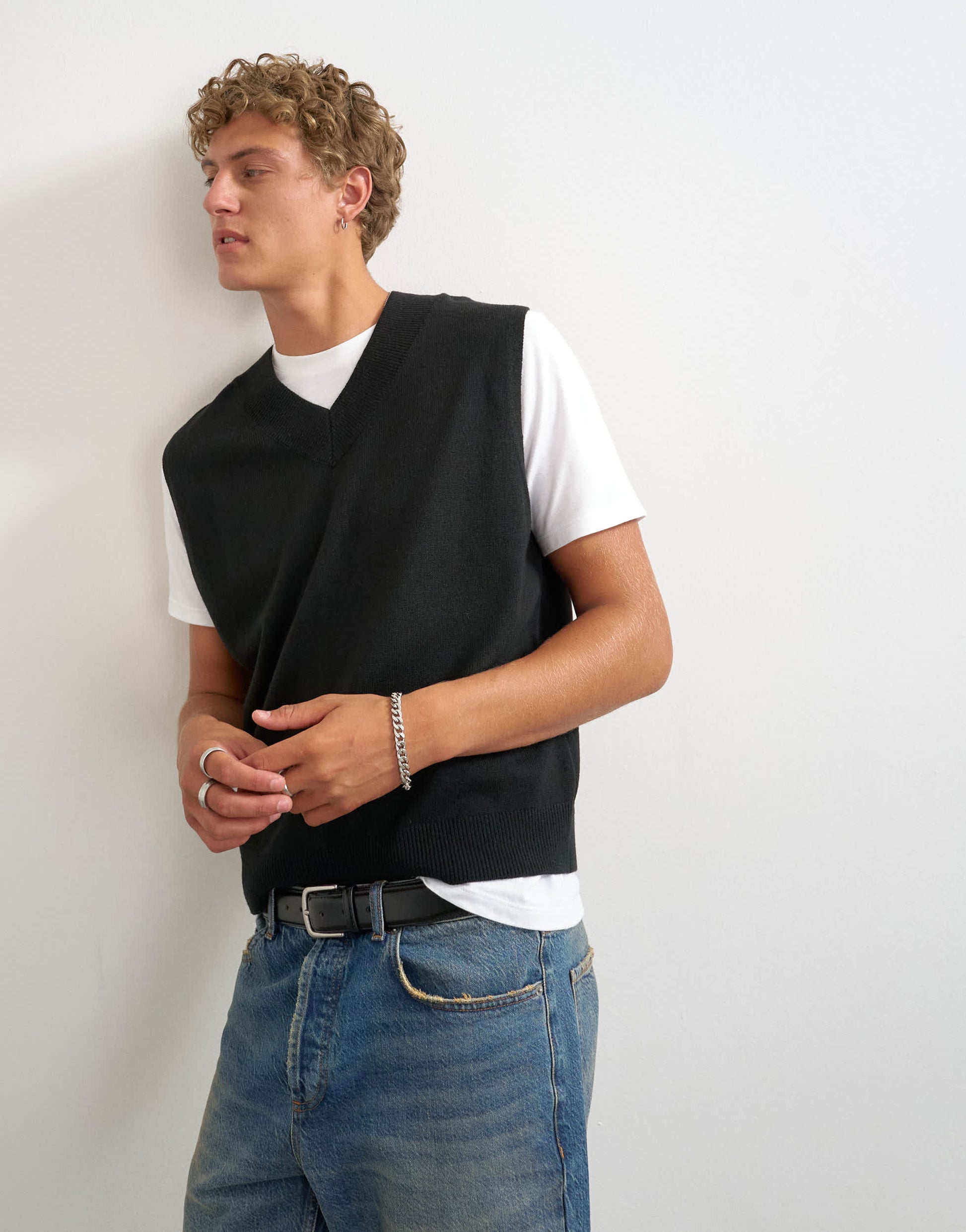 Topman classic fit fine knit tank in black