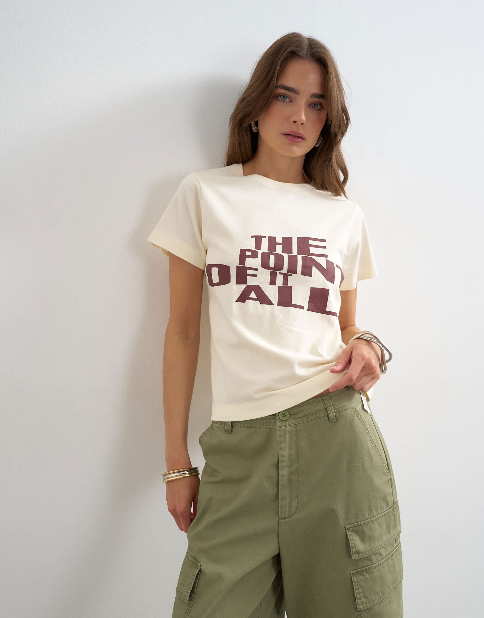 Topshop 'The Point Of It All' graphic tee in buttermilk