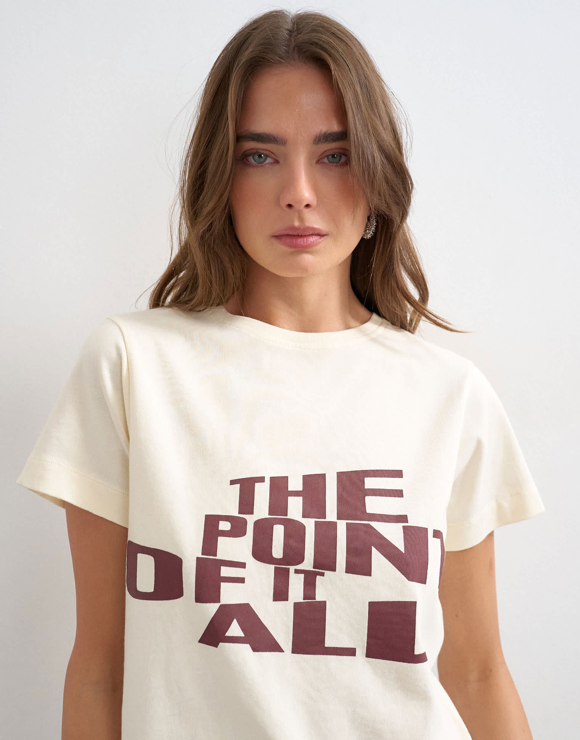 Topshop 'The Point Of It All' graphic tee in buttermilk