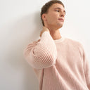 Topman classic fit plaited fisherman knit jumper in pink