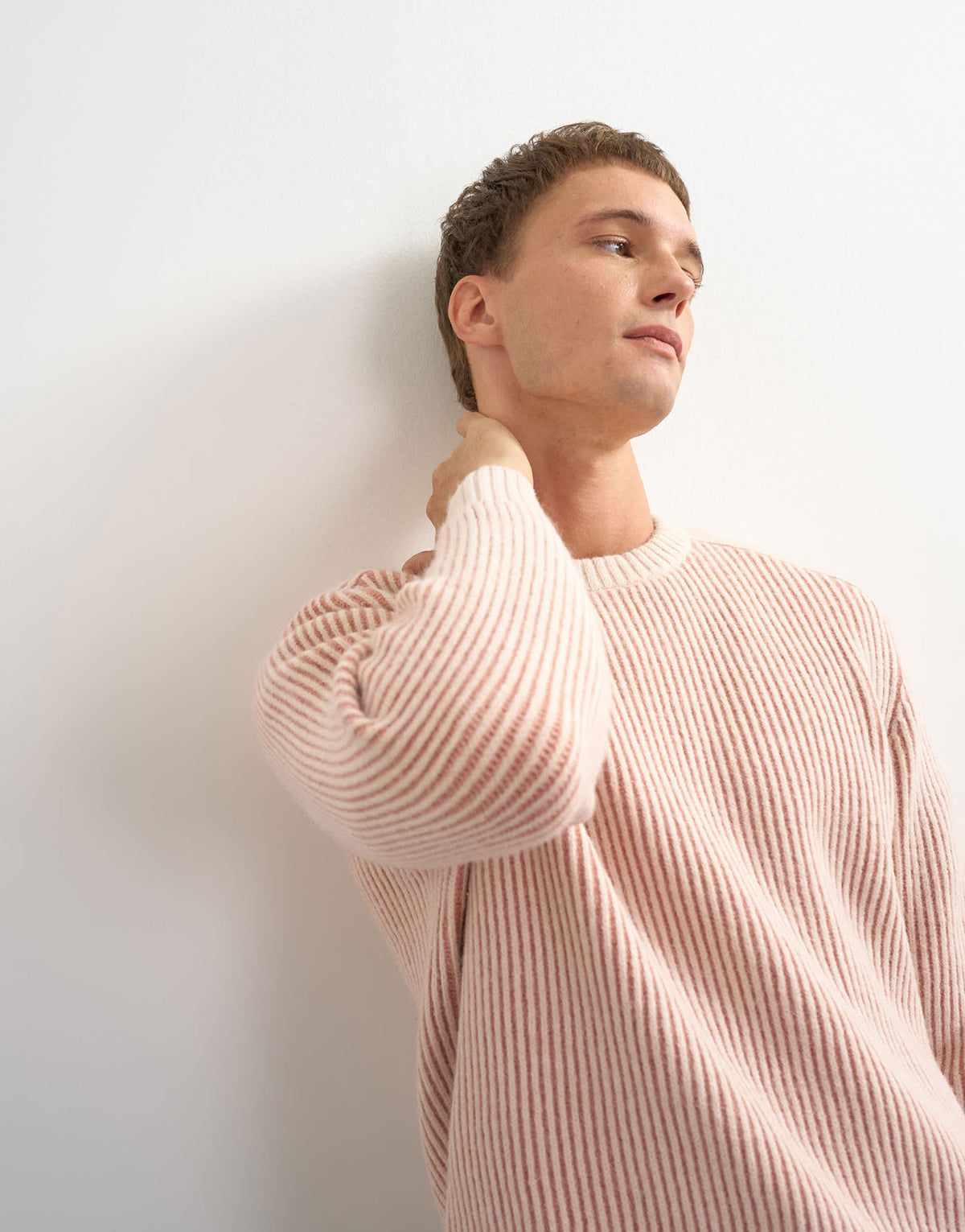 Topman classic fit plaited fisherman knit jumper in pink