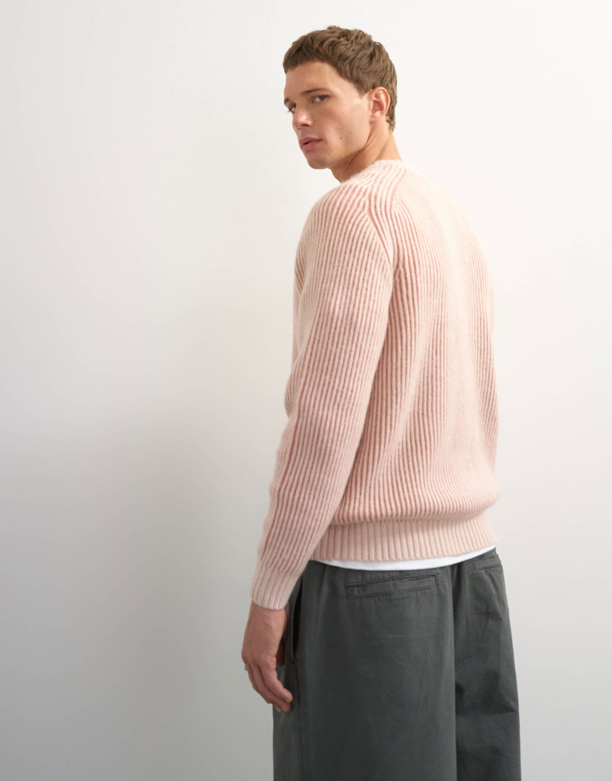 Topman classic fit plaited fisherman knit jumper in pink