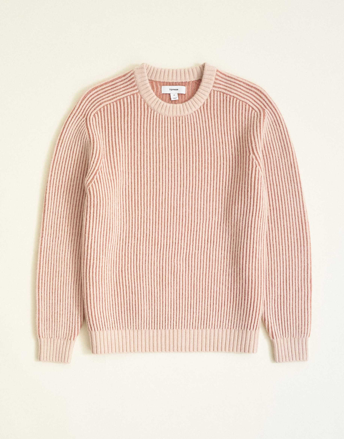 Topman classic fit plaited fisherman knit jumper in pink