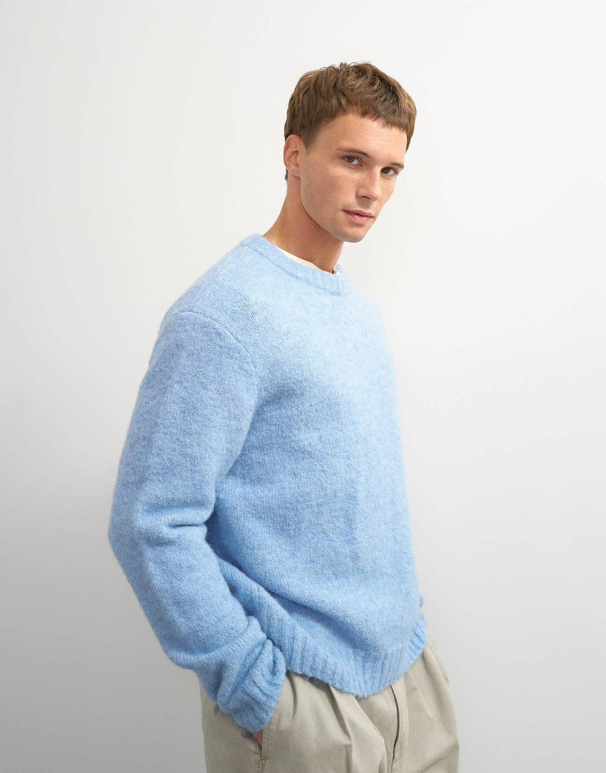 Topman relaxed fit loose knit jumper in light blue