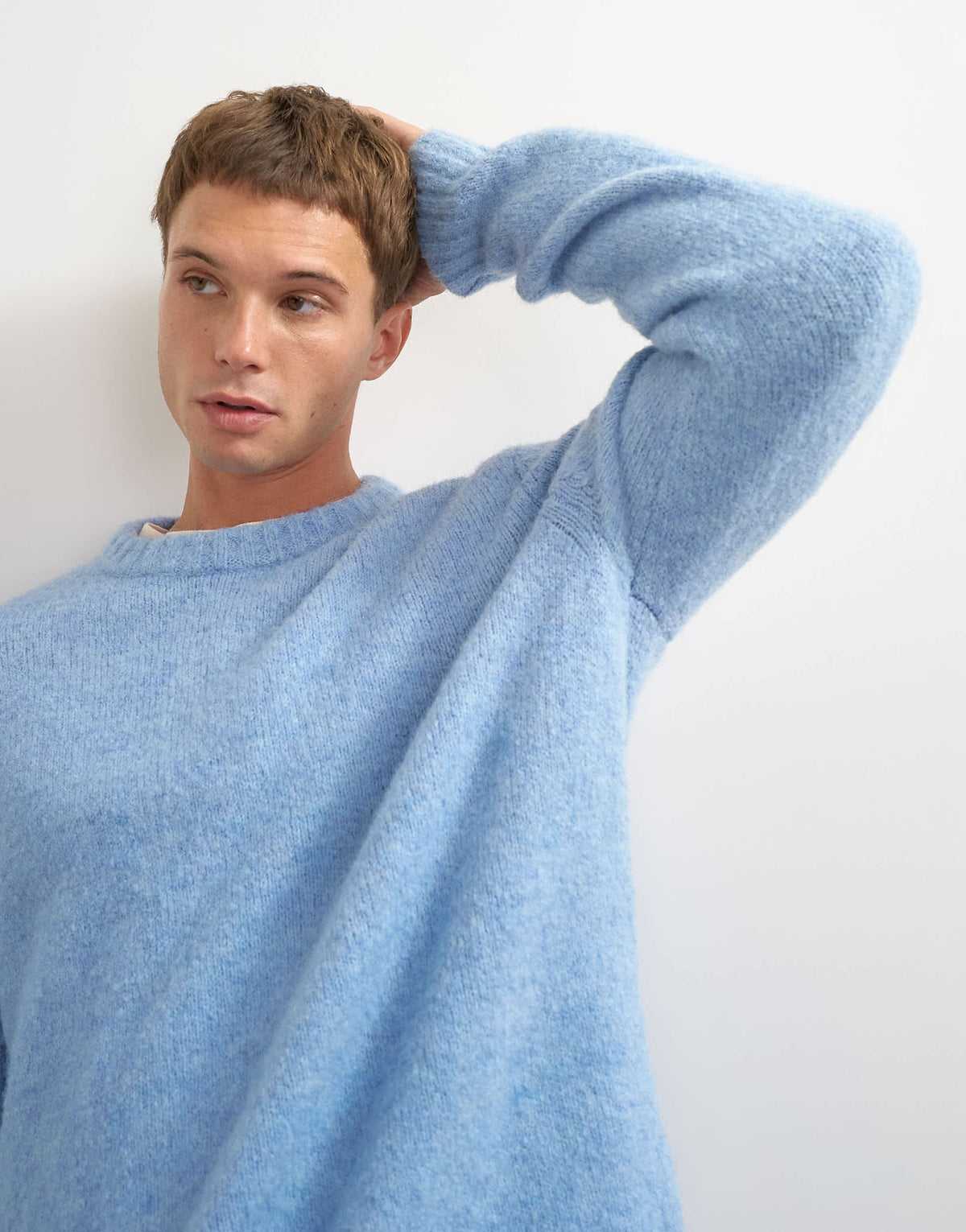 Topman relaxed fit loose knit jumper in light blue