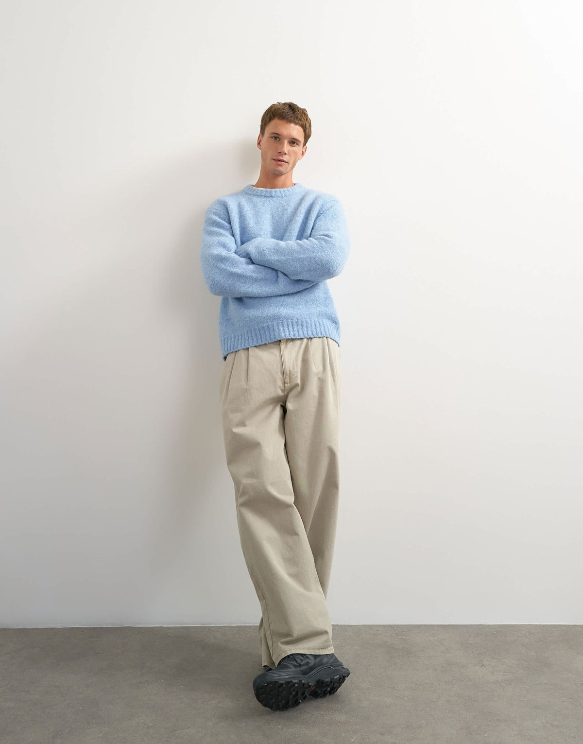 Topman relaxed fit loose knit jumper in light blue