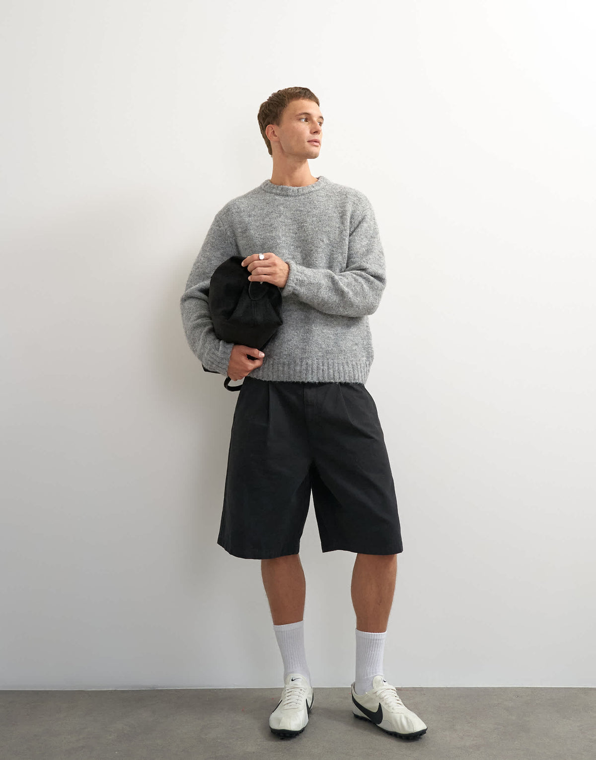Topman relaxed fit loose knit jumper in light grey