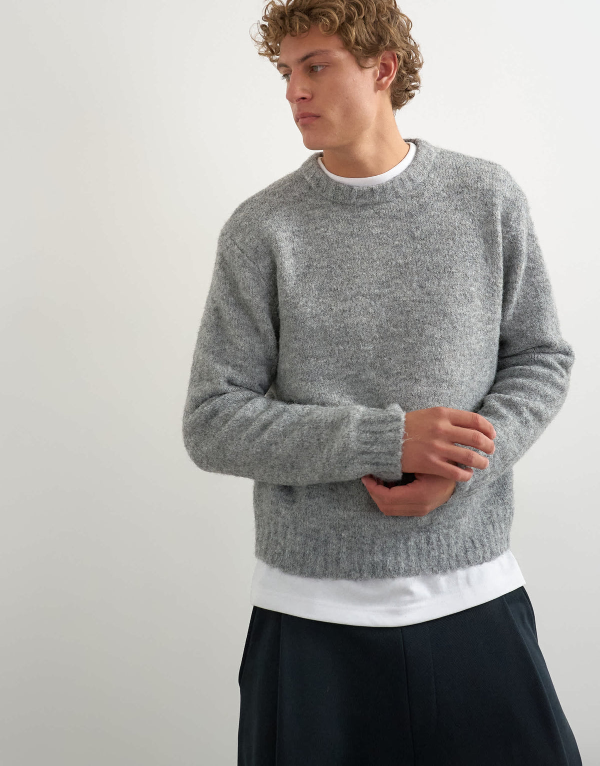 Topman relaxed fit loose knit jumper in light grey