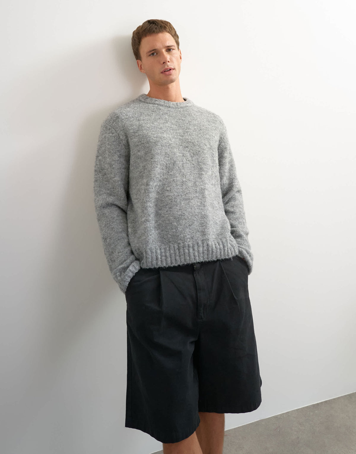 Topman relaxed fit loose knit jumper in light grey