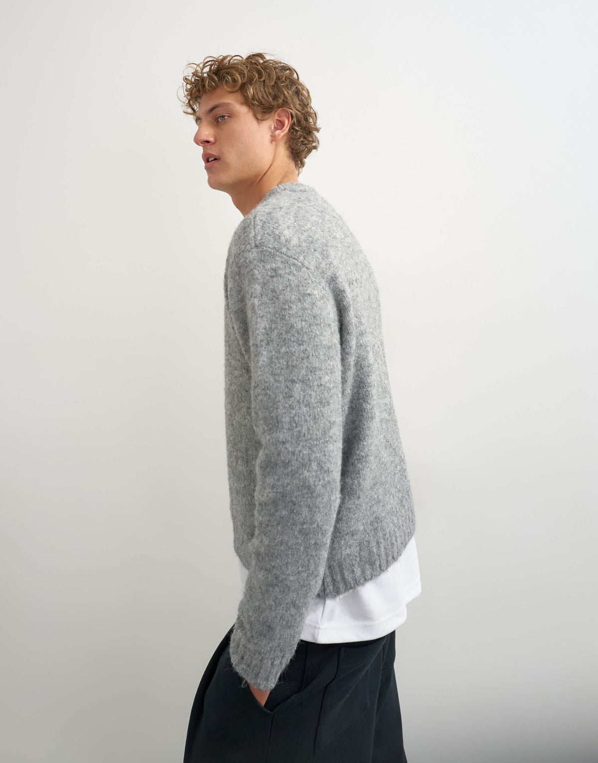 Topman relaxed fit loose knit jumper in light grey