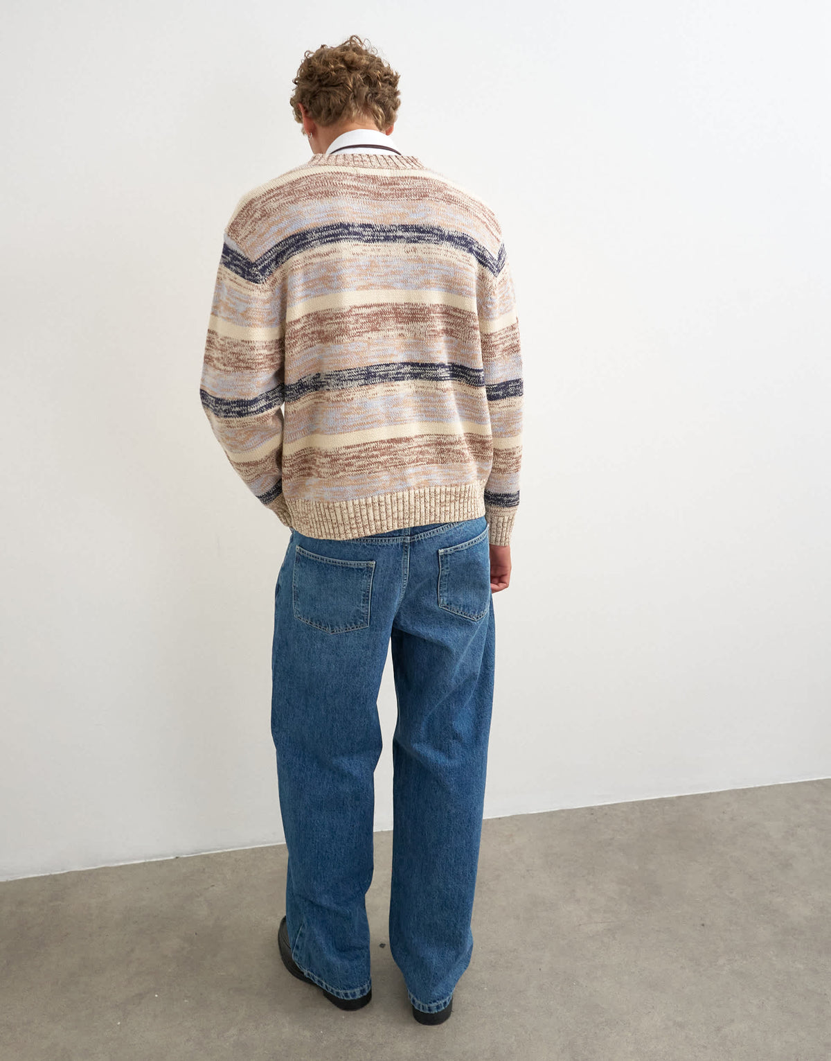 Topman relaxed fit crop v neck jumper with twist in multi