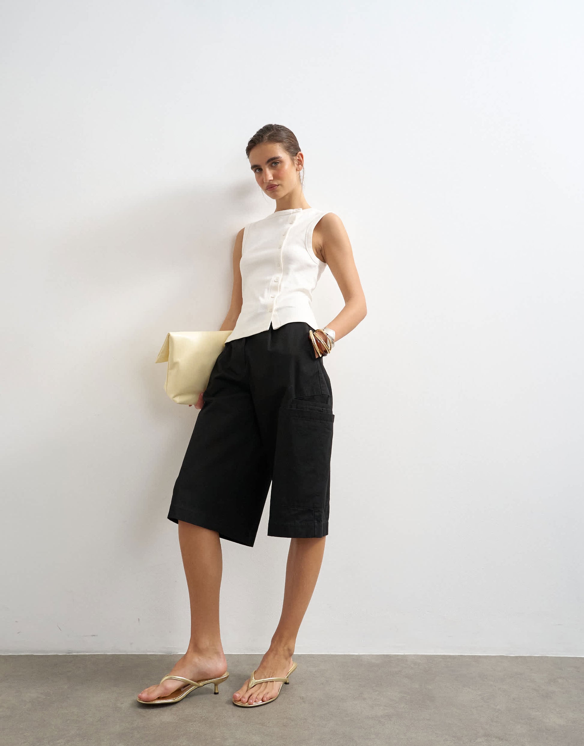 Topshop button through vest in ivory
