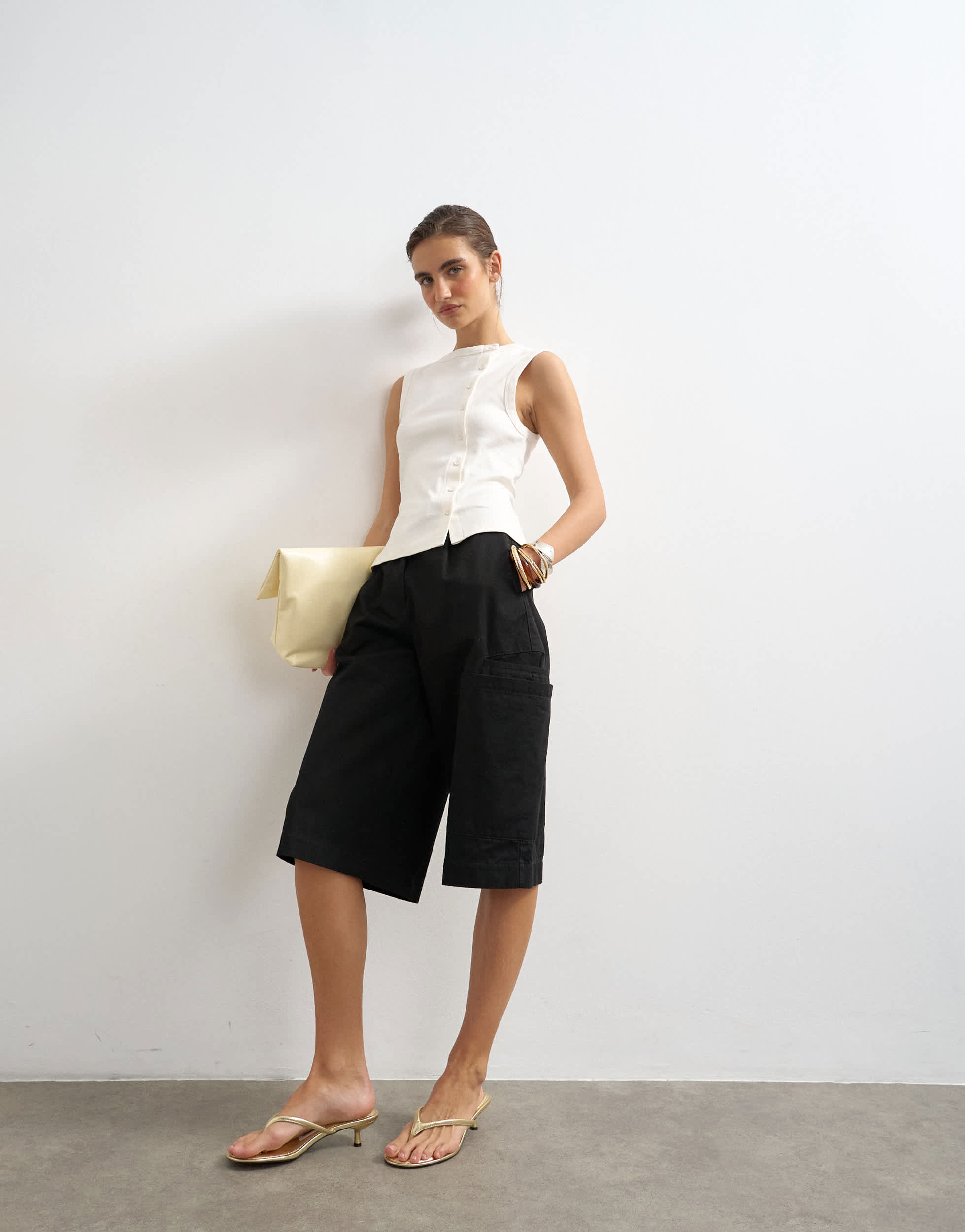 Topshop button through vest in ivory