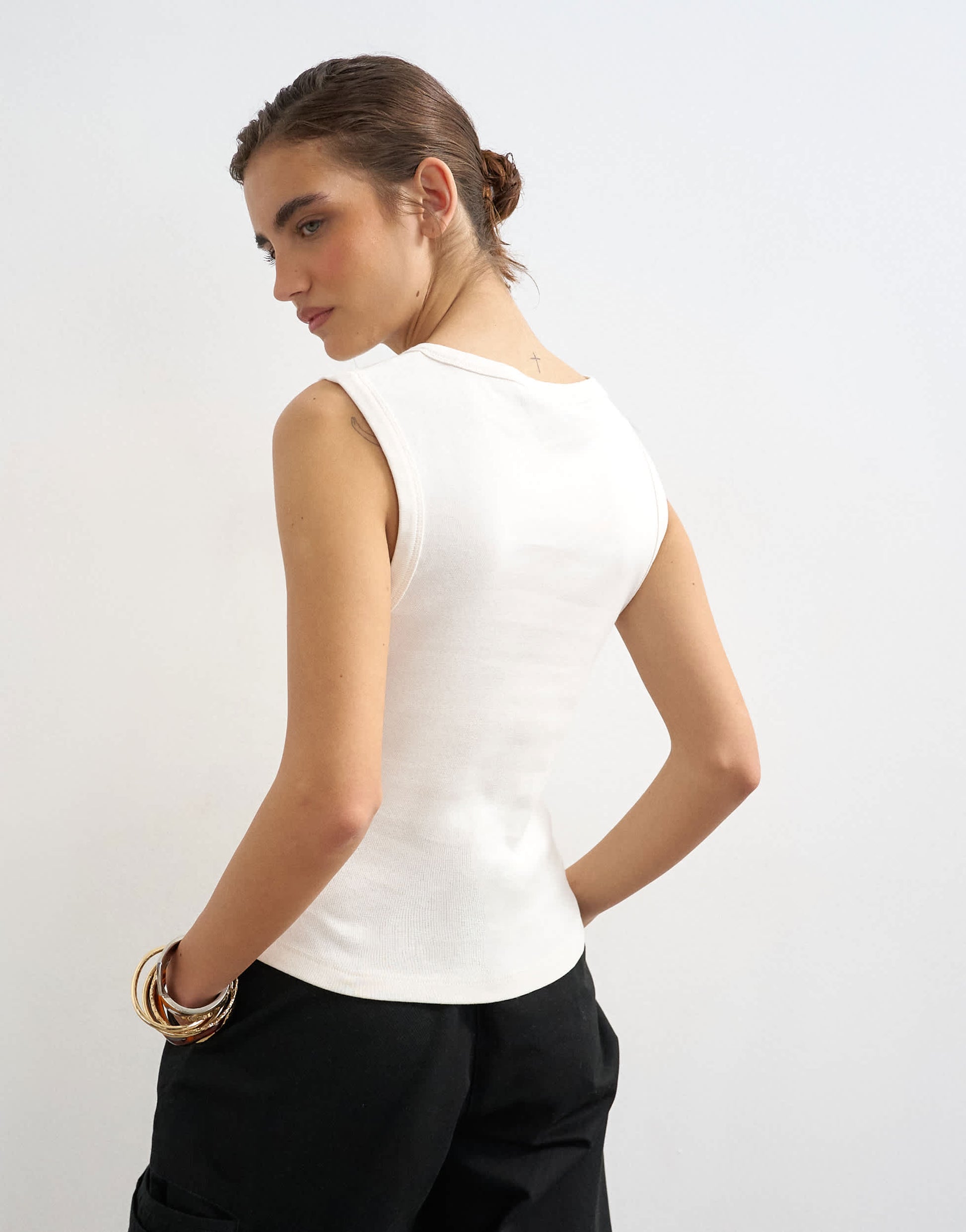 Topshop button through vest in ivory