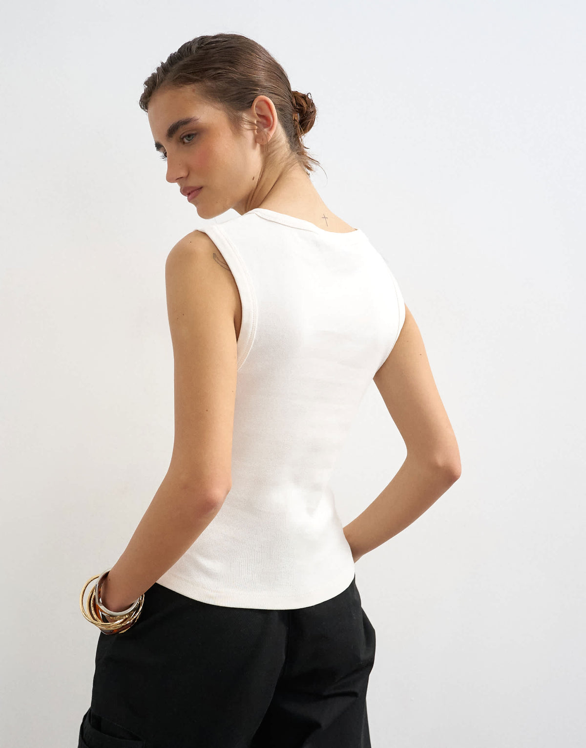 Topshop button through vest in ivory