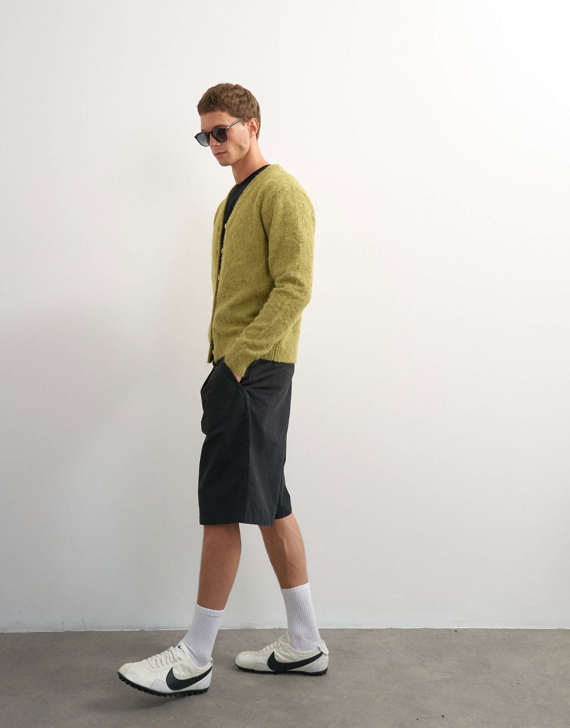 Topman classic fit brushed knitted cardigan in green