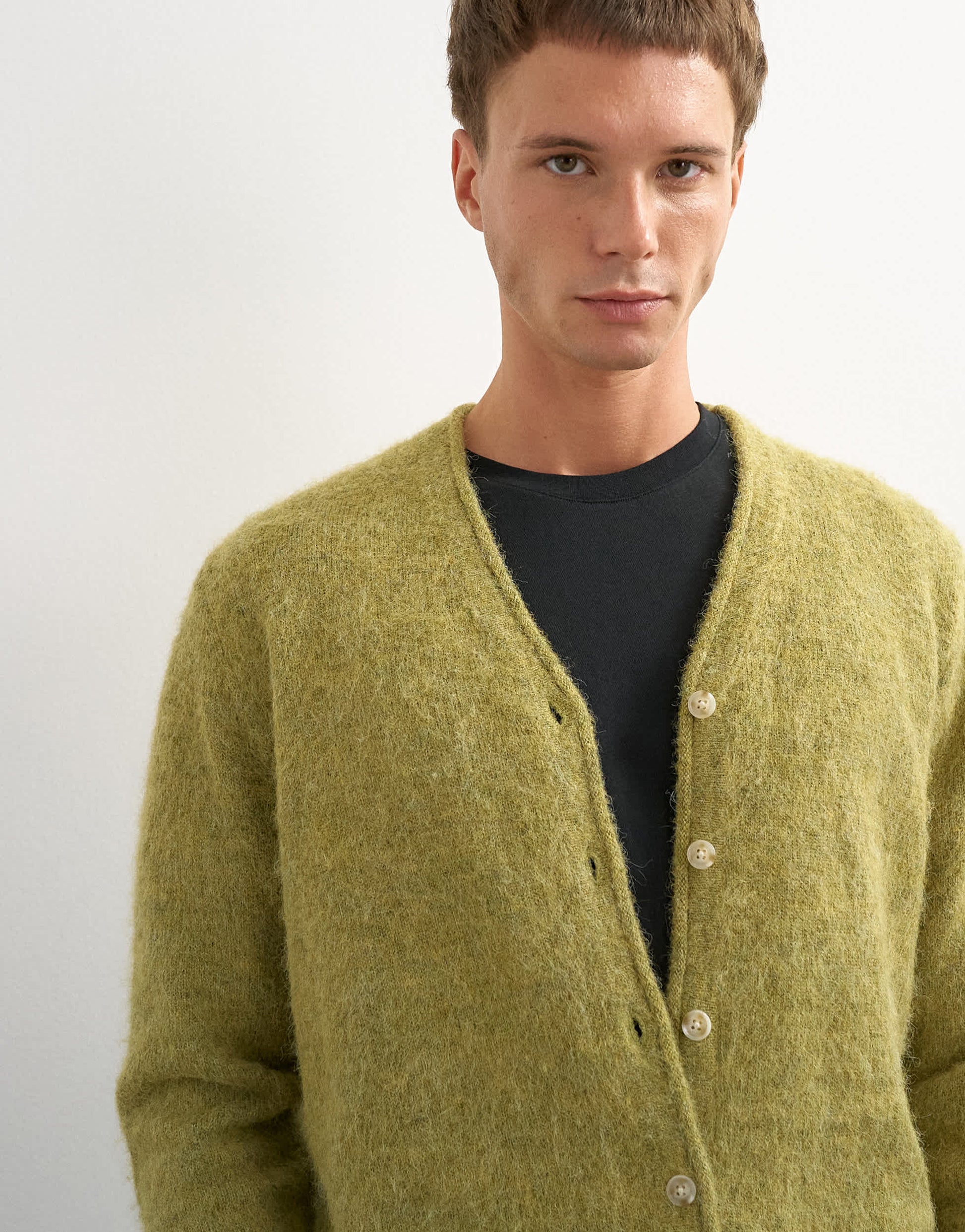 Topman classic fit brushed knitted cardigan in green