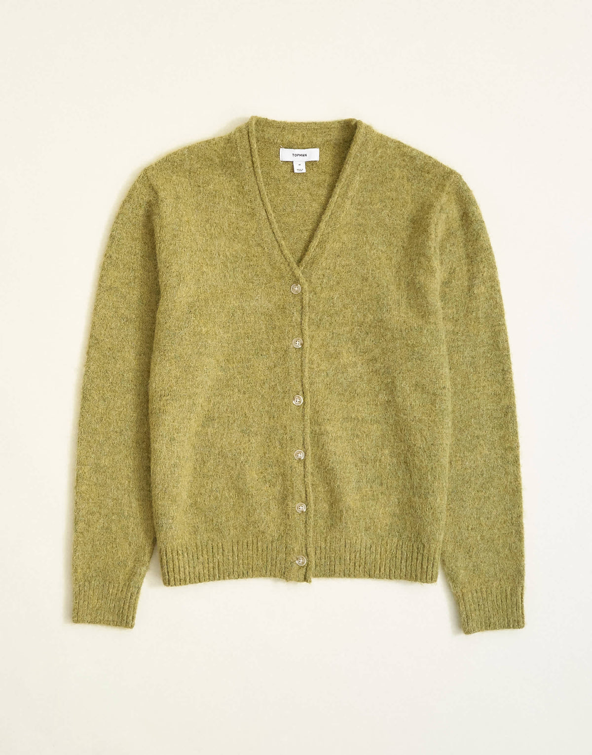 Topman classic fit brushed knitted cardigan in green