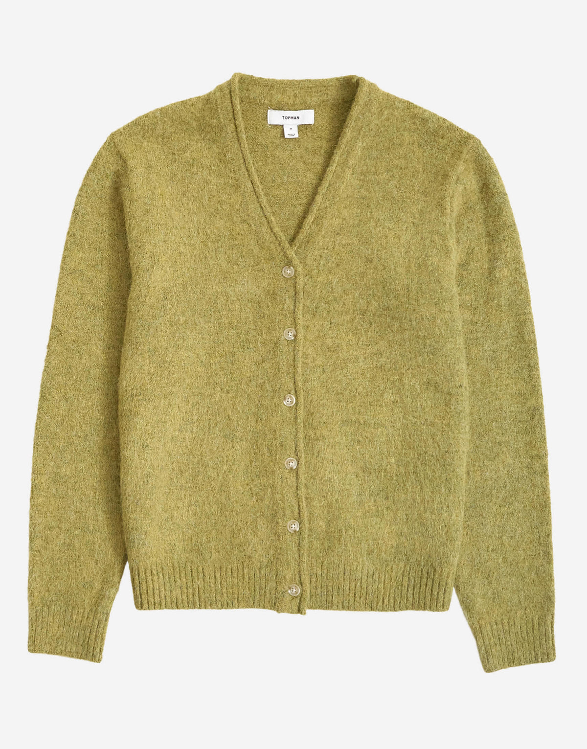 Topman classic fit brushed knitted cardigan in green